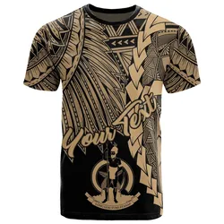 Vanuatu Polynesian Custom Personalised T-Shirt - Tribal Wave Tattoo Gold