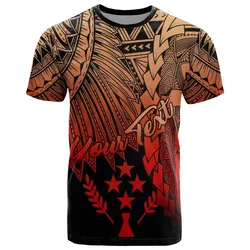 Kosrae Polynesian Custom Personalised T Shirt - Tribal Wave Tattoo Red Ver 2