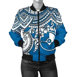 Yap Polynesian Bomber Jacket (Women) - Polynesian Turtle - BN15