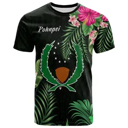 Pohnpei Micronesia Green T Shirt Tropical Flowers LT13