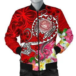 FamilyGaterJacket - Bomber Jacket American Samoa Polynesian - Turtle Plumeria (Red) - BN18