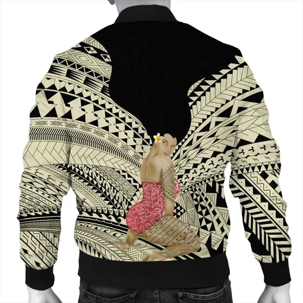 FamilyGaterJacket - Hawaii Polynesian Hula Girl Wearing Plumeria Bomber Jacket - AH - J5R