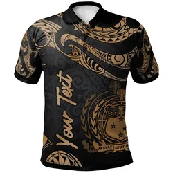 Samoa Polynesian Custom Personalised Polo Shirt - Poly Tattoo Gold Version