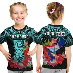 Custom Personalised Guam Chamorro T Shirt KID Guaman Latte Stone Tropical Flowers Turquoise Style LT14