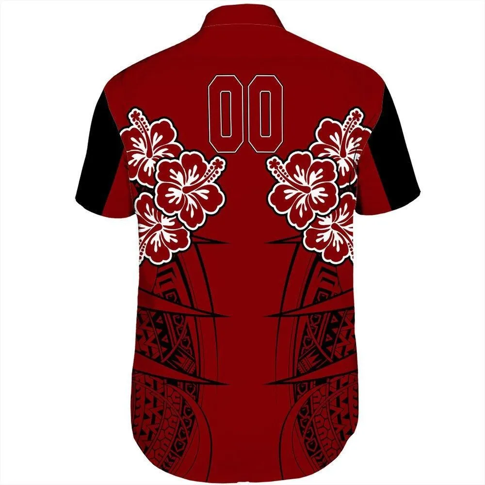 Polynesian Shirt Personalized Hawaii Spearhead Hibiscus Polynesian Shorts Sleeve Shirt LT10