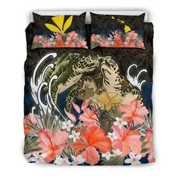 FamilyGater Bedding Set - Cover and Pillow Cases Kanaka Maoli (Hawaiian) Turtles Love Hibiscus TH5