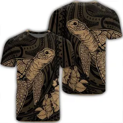 Hawaiian Hibiscus Memory Turtle Polynesian T-Shirt Gold - AH