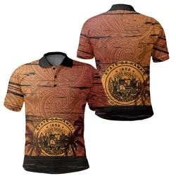 Alohawaii Shirt - Hawaii Sunset Coat Of arm Polynesian Polo Shirt - AH J4