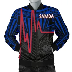 FamilyGater Jacket - Bomber Jacket Samoa - Samoa Seal With Polynesian Patterns In Heartbeat Style (Blue) - BN25