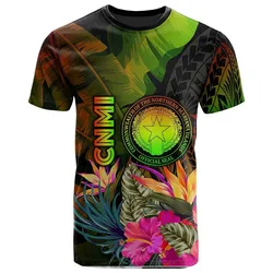 Northern Mariana Islands Polynesian T shirt - Hibiscus and Banana Leaves