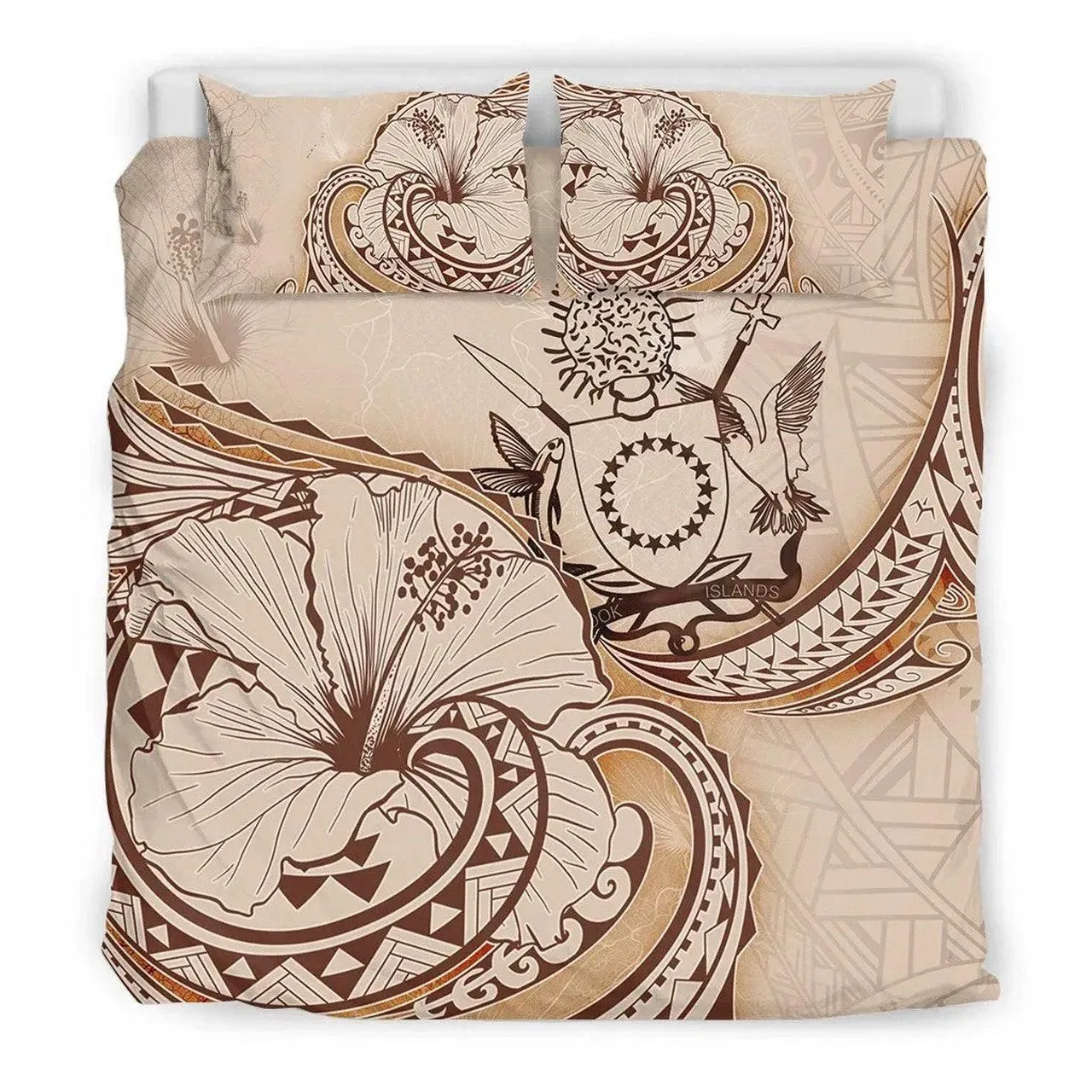 Vibe Hoodie Cook Islands Bedding Set - Hibiscus Flower Vintage Style
