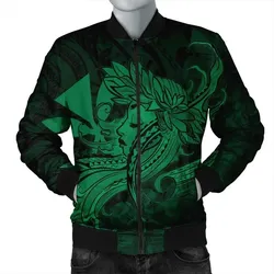 Alohawaii Jacket - Hawaiian Map Hula Girl Hibiscus Kanaka Polynesian Bomber Jacket - Green - AH - J4R