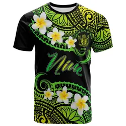 Niue Custom Personalised T-Shirt - Plumeria Polynesian Vibe Green