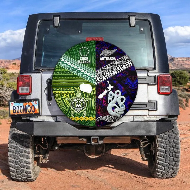 New Zealand And Cook Islands Spare Tire Cover Together - Purple LT8