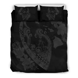 FamilyGater Bedding Set - Cover and Pillow Cases Hawaiian Fish Hook Hibiscus Banzai Surfing Polynesian Grey - AH - J5