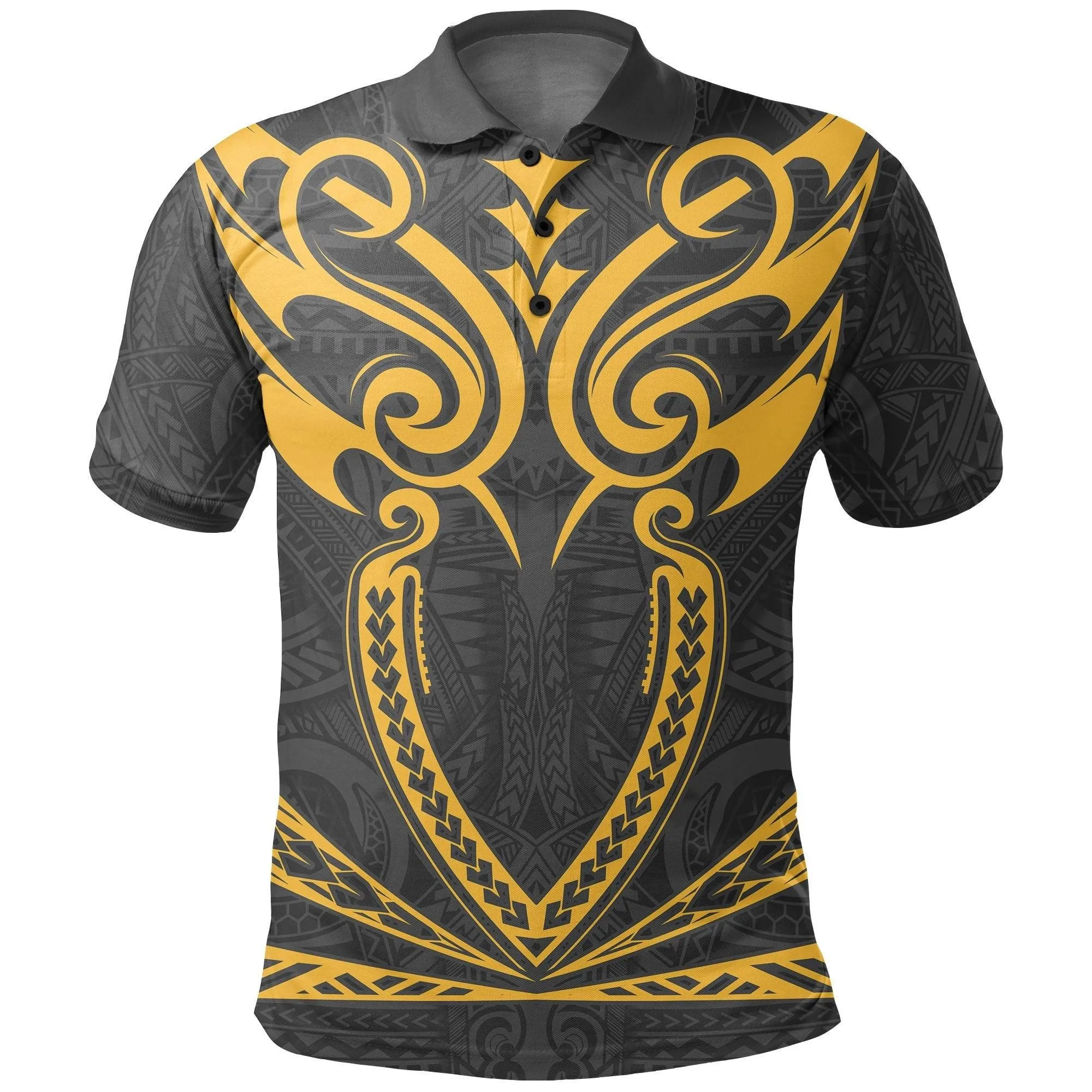 Hawaii Kanaka Polynesian Football Jersey Polo Shirt - Grey And Yellow - Bernice - AH