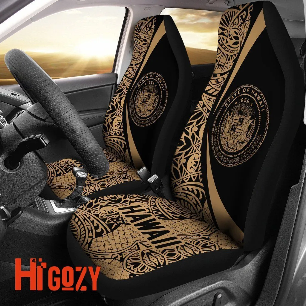 Hawaii Coat Of Arm Polynesian Car Seat Covers - Circle Style 05 J1