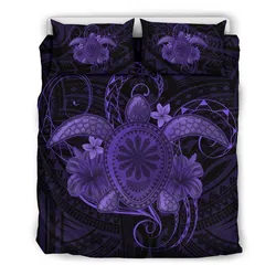 Hawaii Turtle Hibiscus Polynesian Bedding Set - Full Style - Purple