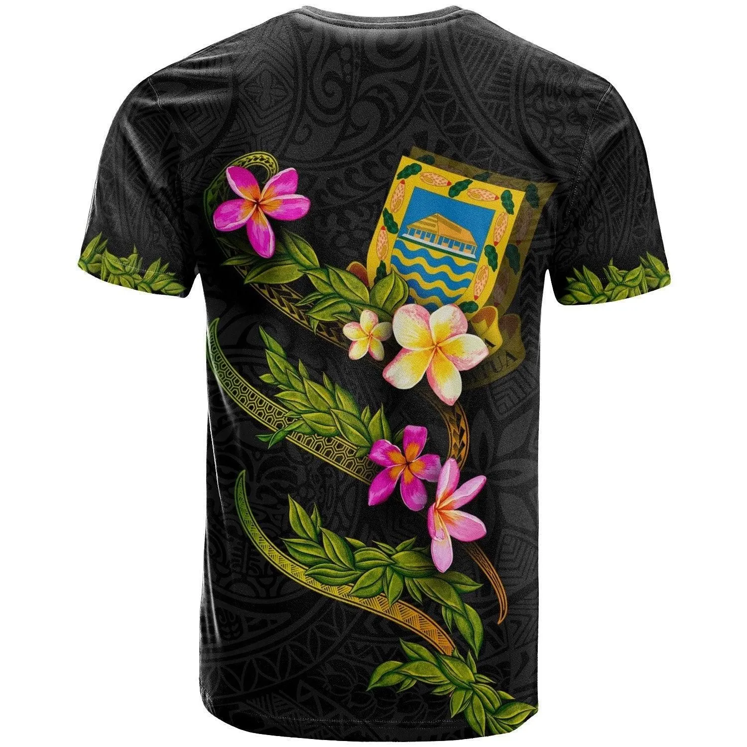 Tuvalu Polynesian Custom Personalised T shirt - Plumeria Tribal