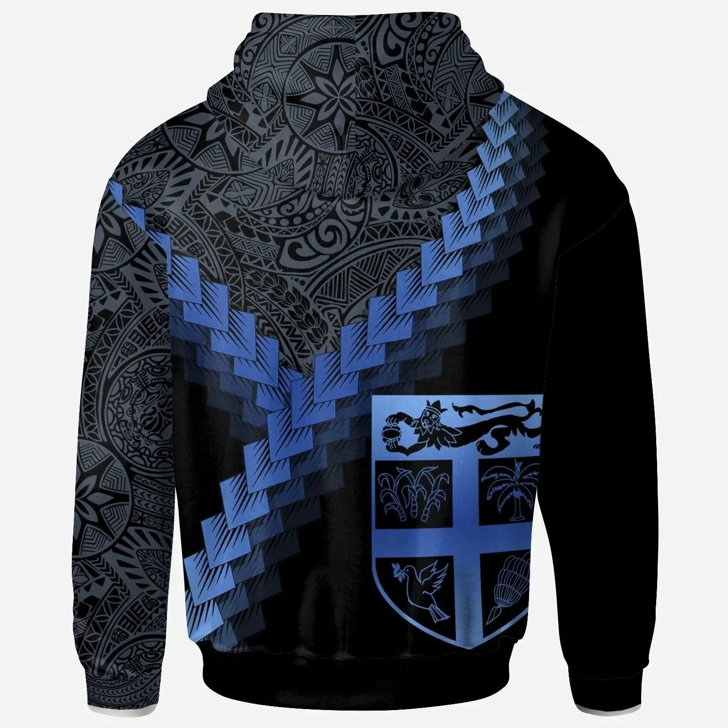 Alohawaii Clothing - Hoodie Fiji - Fiji Coat Of Arms With Polynesian Tattoo Blue - BN22