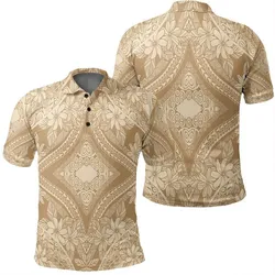 Unisex Polynesian Plumeria Mix Gold Polo Shirt