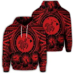 Alohawaii Hoodie - Hawaiian Map Honu Hibiscus Tropic Red Polynesian Hoodie - AH - JGR