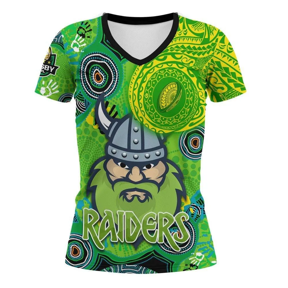 Vibe Hoodie Clothing - Canberra Indigenous Raiders Polynesian Tattoo Style V-neck T Shirt