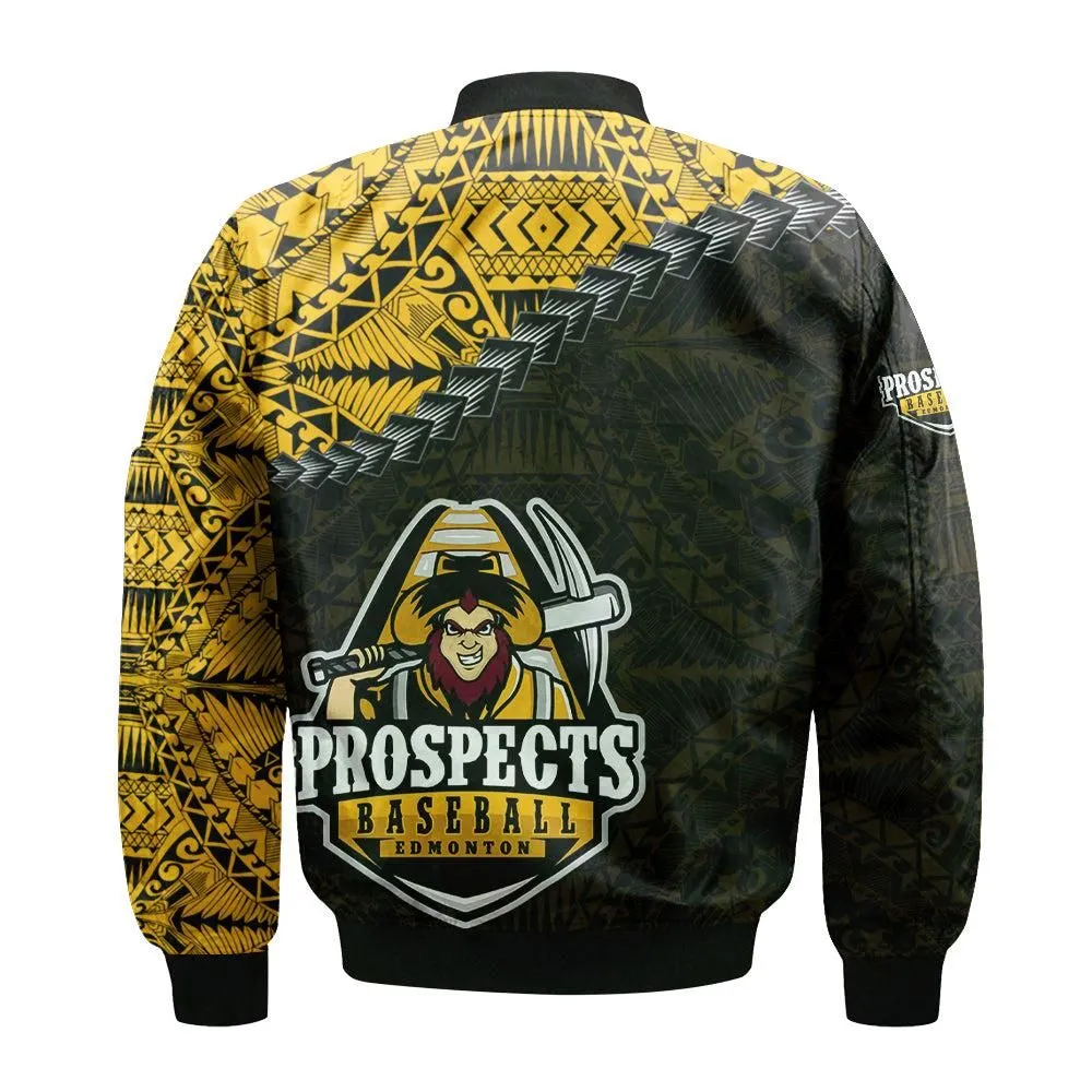 Edmonton Prospects Bomber Jacket Grunge Polynesian Tattoo - CA BASEBALL