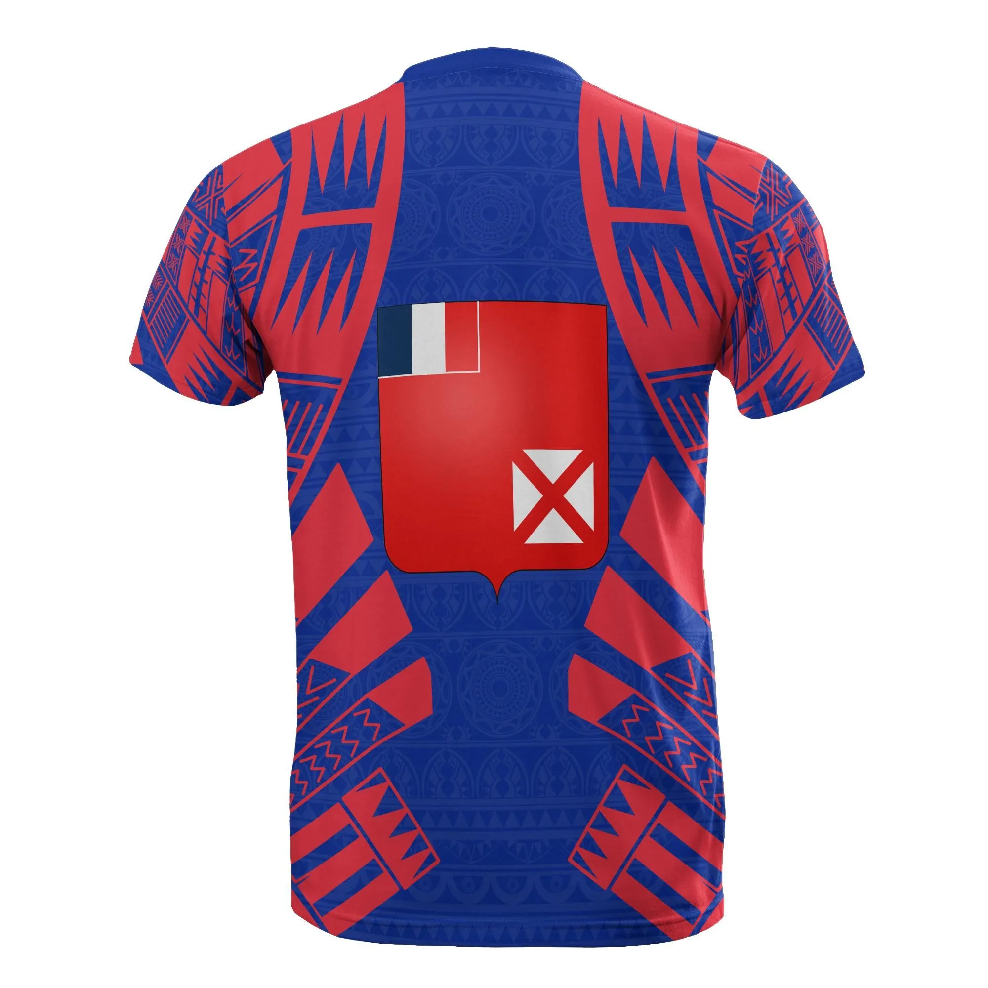 Wallis and Futuna T shirt - Wallis and Futuna Coat Of Arms Polynesian Tattoo Blue Style