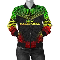 New Caledonia Polynesian Chief Women'S Bomber Jacket - Reggae Version - Bn10