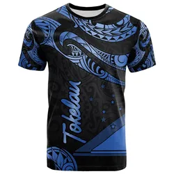 Tokelau Polynesian T-Shirt - Poly Tattoo Blue Version