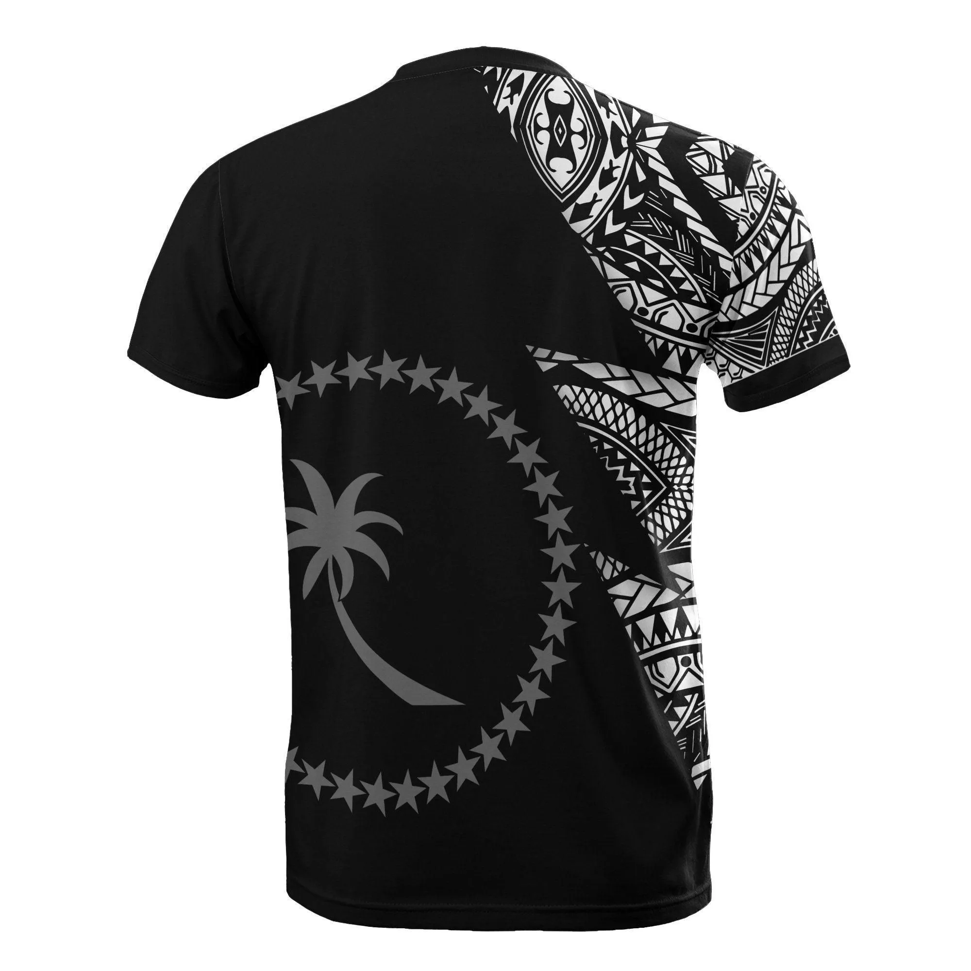 Chuuk Pattern T Shirt - Chuuk Flag Polynesian Tattoo Black Style