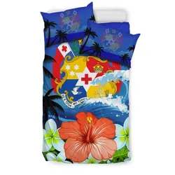 FamilyGater Bedding Set - Cover and Pillow Cases Tonga Coat Of Arms Hibiscus Th5