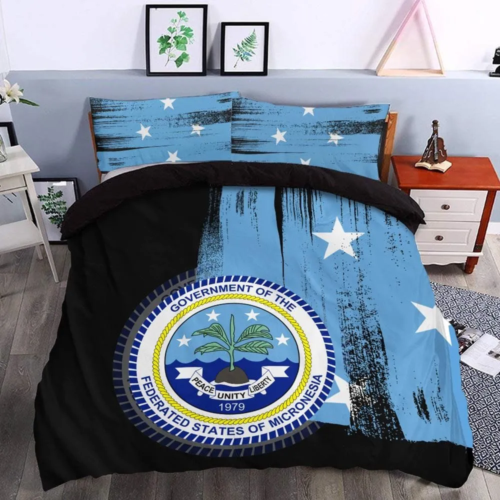 FamilyGater Bedding Set - Cover and Pillow Cases Federated States of Micronesia Flag Flag Style J74