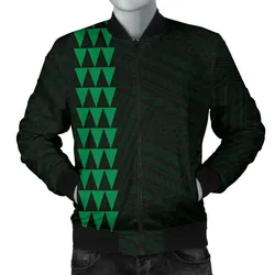 FamilyGater Jacket - Hawaii Kakau Polynesian Hammerhead Shark Men's Bomber Jacket - Green - AH - J6