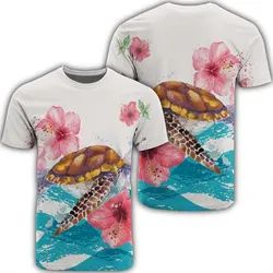 Hawaiian Turtle Hibiscus Waves Polynesian T-Shirt - AH