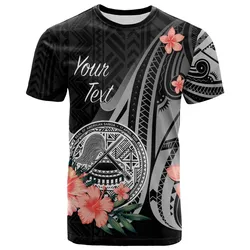 American Samoa Personalised Custom T Shirt - Polynesian Hibiscus Pattern Style