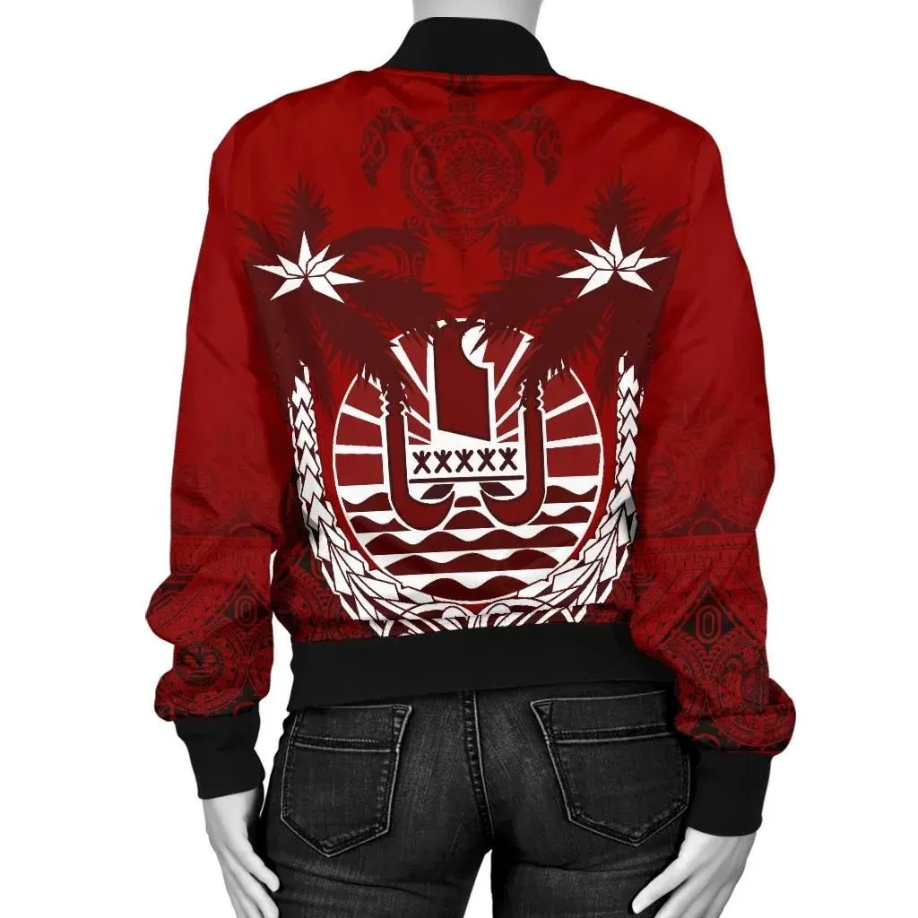 Tahiti Polynesian Coconut Women's Bomber Jacket A02