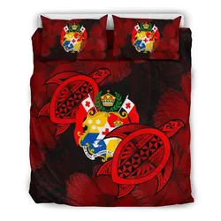 Tonga Bedding Set - Turtle Hibiscus Coat Of Arm - AH J4