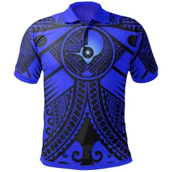 Yap Polo Shirts - Blue Seal with Polynesian Tattoo