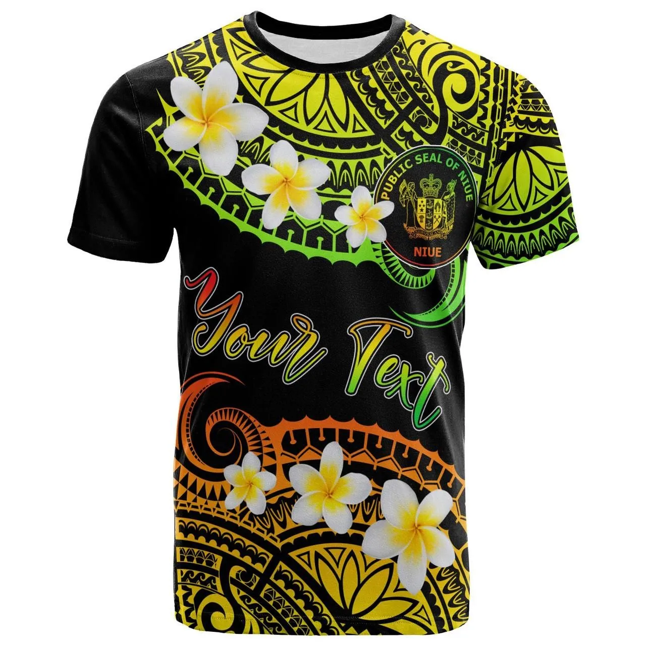 Niue Custom Personalised T-Shirt - Plumeria Polynesian Vibe Reggae
