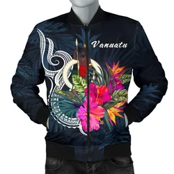 Vanuatu Polynesian Mens Bomber Jacket - Tropical Flower