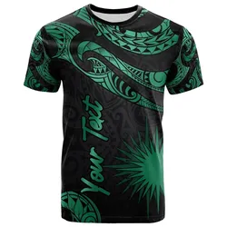 Marshall Islands Polynesian Custom Personalised T Shirt - Poly Tattoo Green Version