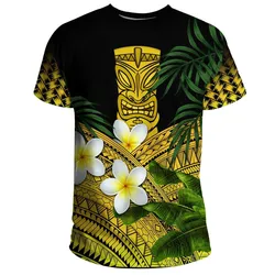 Hawaii T Shirts Polynesian Tiki Plumeria Banana Leaves Yellow