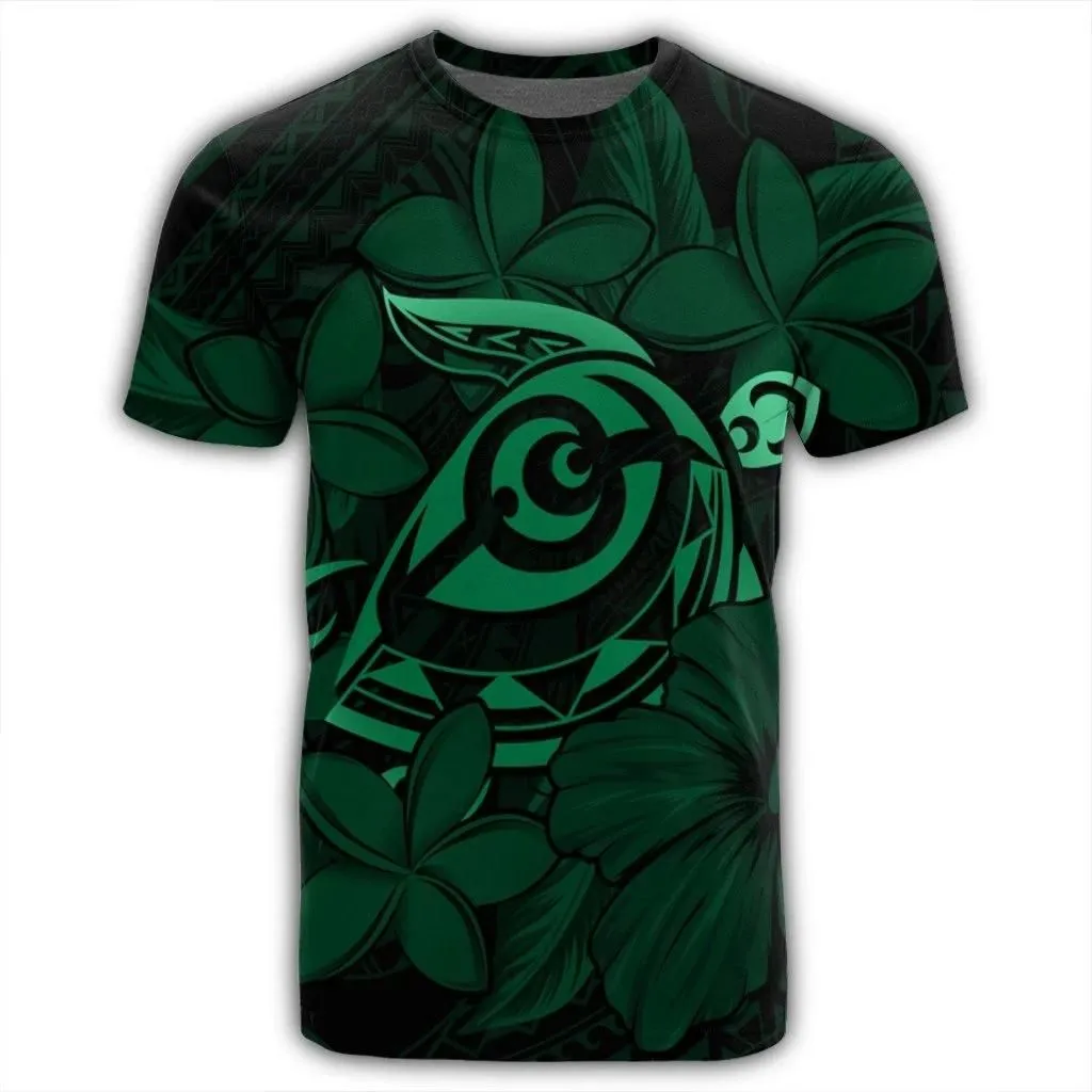 Alohawaii Tee - Hawaiian Turtle Hibiscus Plumeria Kanaka Polynesian T-Shirt Green - Soft Style - AH - J4R