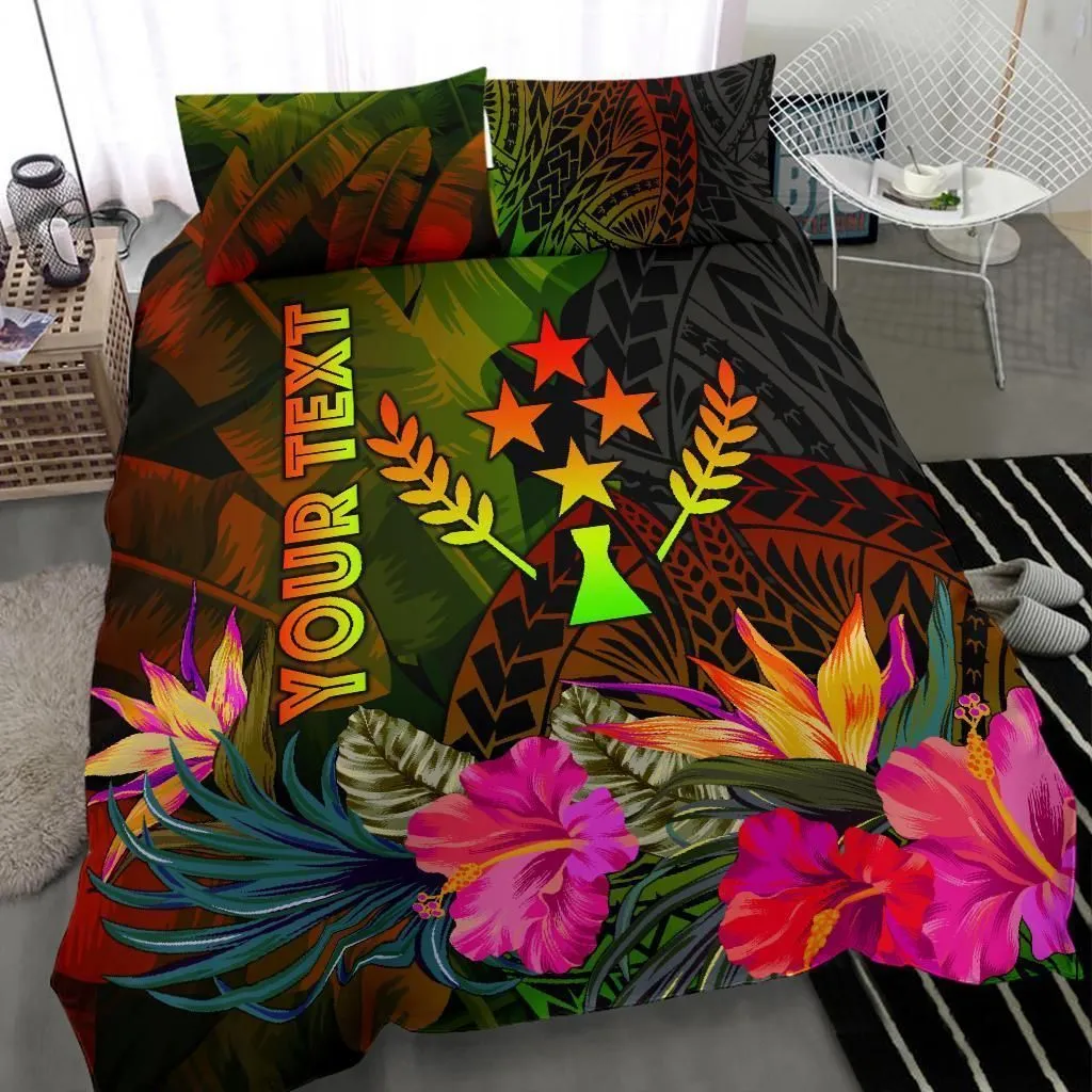 Kosrae Polynesian Personalised Bedding Set - Hibiscus and Banana Leaves
