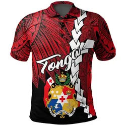 Tonga Polynesian Polo Shirt - Tribal Wave Tattoo Flag Color