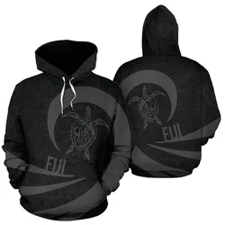 Fiji Hoodie - Fiji Turtle Mermaid Roll Into Polynesian Tattoo Black