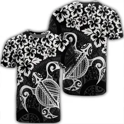 Hawaiian Map Turtle Hibiscus Kanaka Polynesian T-Shirt - White - AH