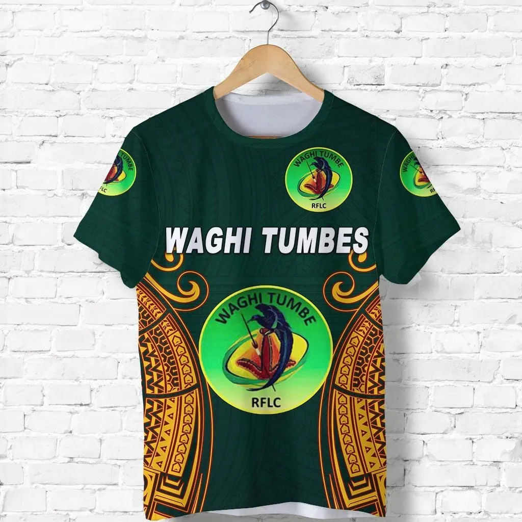 (Custom Personalised) Papua New Guinea Waghi Tumbes T Shirt Rugby - Green, Custom Text And Number LT8